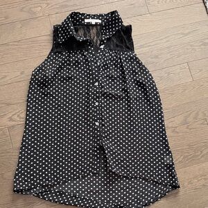 Black Polka Dot Sleeveless Blouse